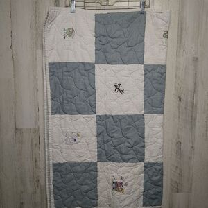 Handmade Embroidered Baby Quilt 43x36 inches
